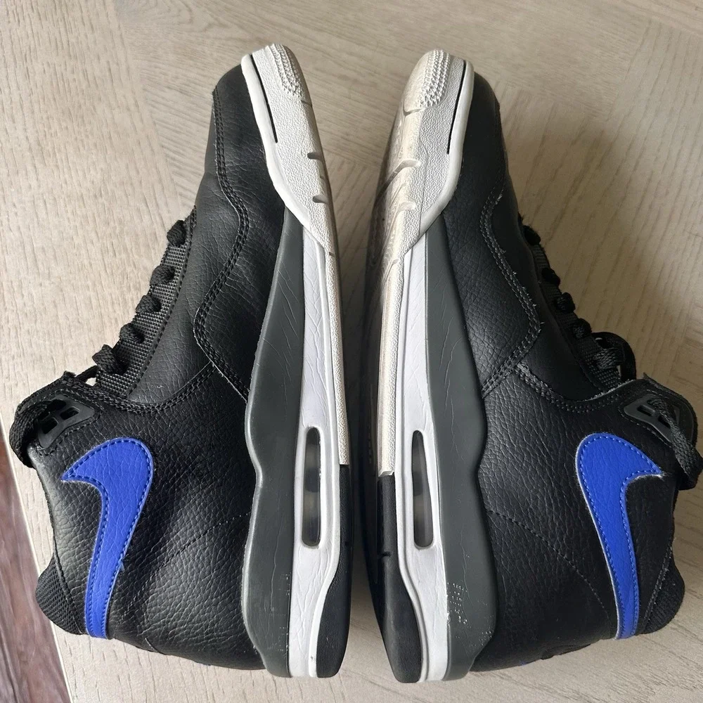 Nike Flight‎ Legacy Leather Black Hyper Blue Basketball Shoes Mens 9 BQ4212-003